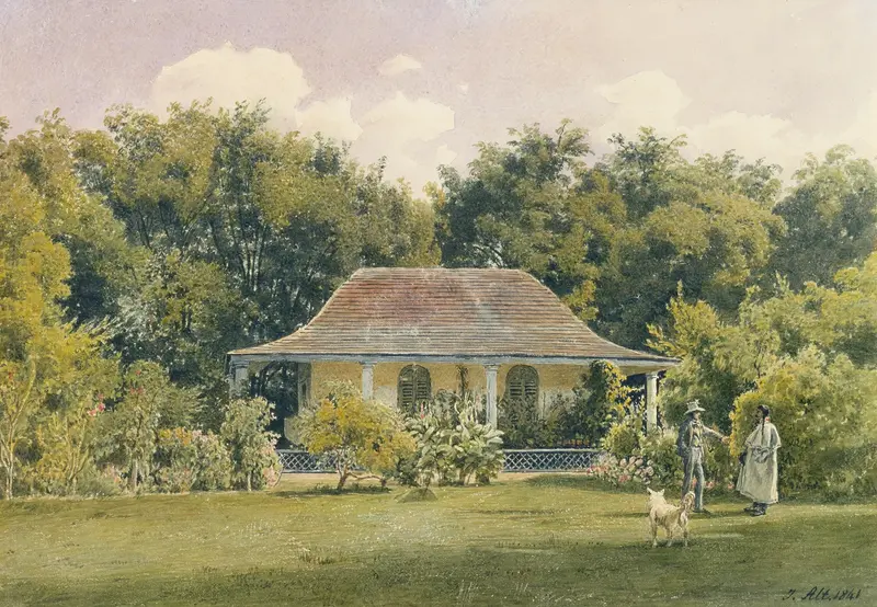 The Garden of Laudaya by Jakob Alt, depicting a serene landscape with figures in a garden, watercolor