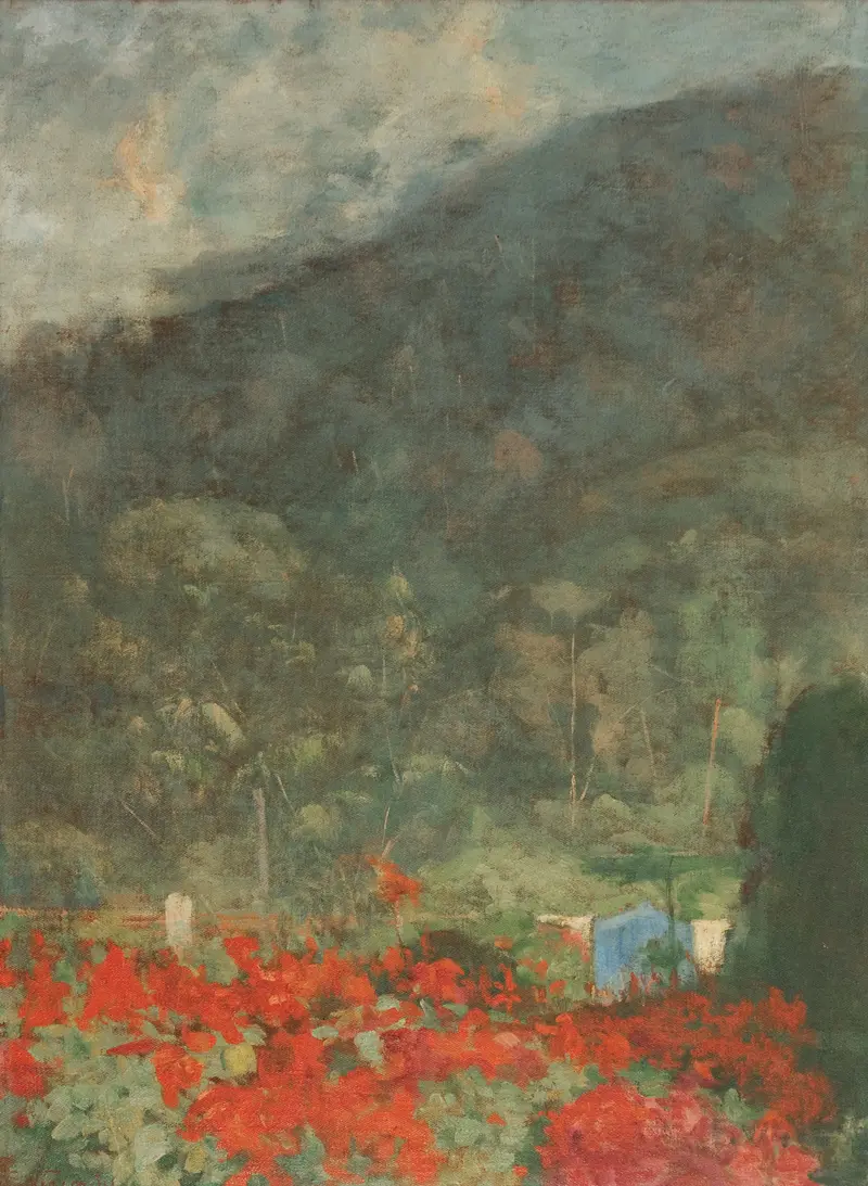 Landscape at sunrise, showcasing light and shadow, by Eliseu Visconti, Impressionism