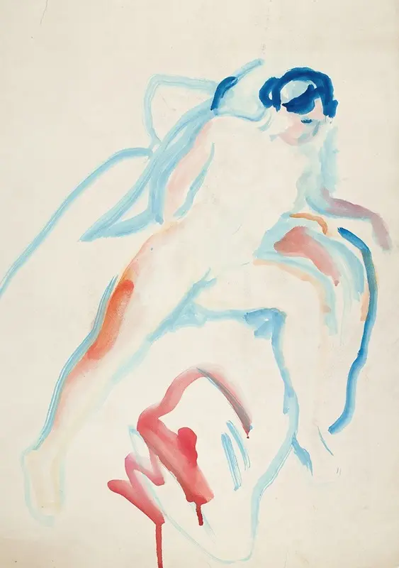 Akt på sengen by Edvard Munch depicts a figure reclining on a bed.