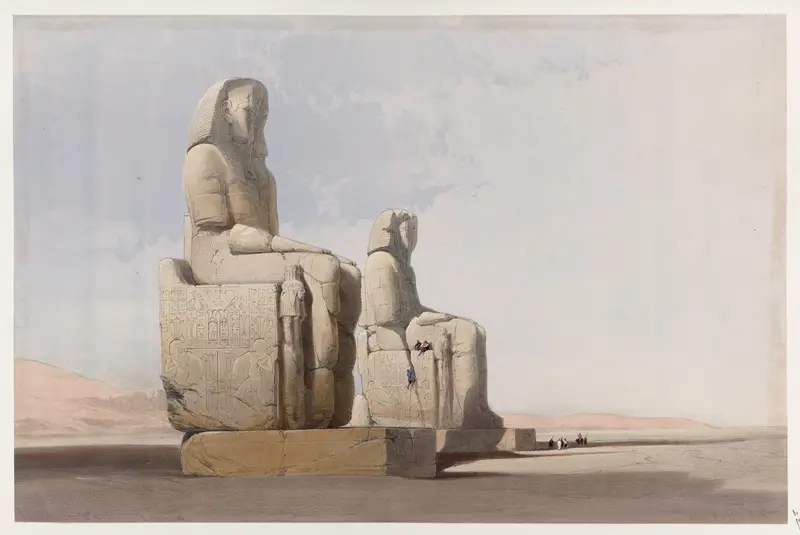 Landscape with ancient ruins at sunset, oil on canvas by David Roberts
