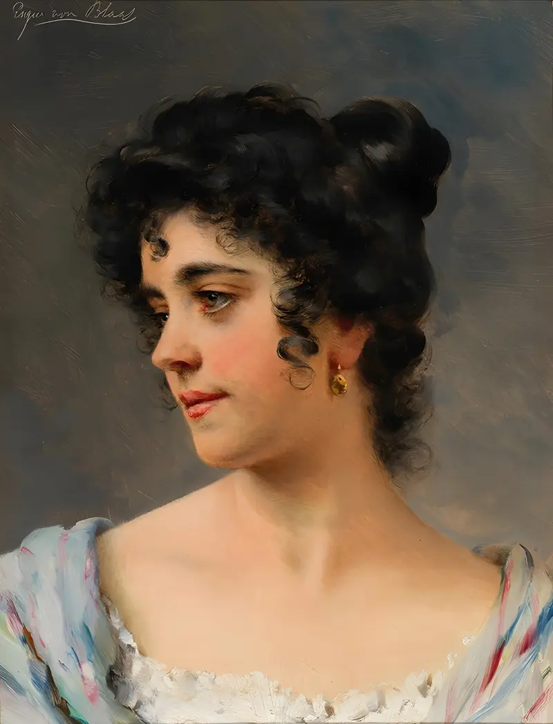 A beautiful Venetian woman painted by Eugen von Blaas.