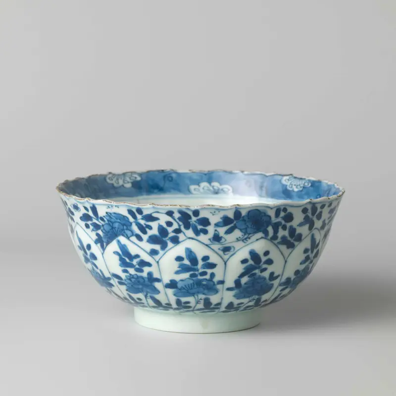 Rococo ceramic bell-shaped bowl with moulded panels by unknown artist
