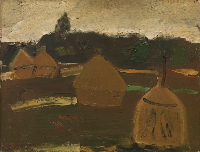 Haystacks by Gustave De Smet, expressionism, landscape oil painting