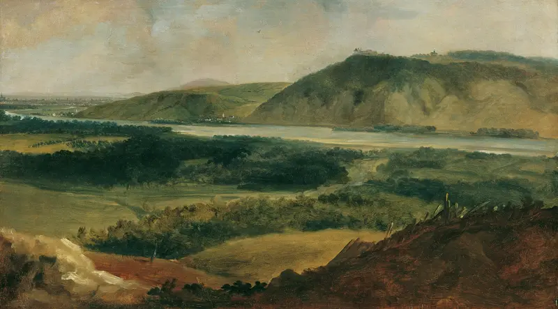 Donaulandschaft, oil on canvas by Johann Christian Brand, depicting the Danube river landscape.