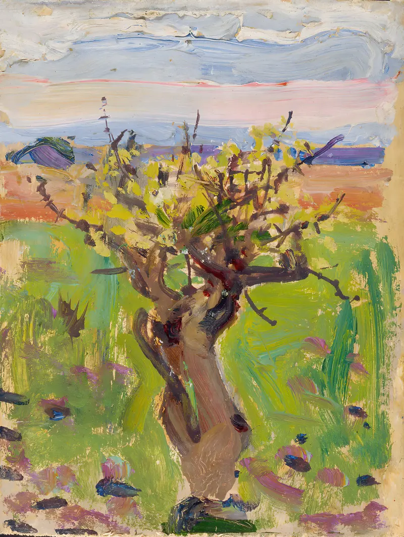 Dwarf Tree in the Desert by Akseli Gallen-Kallela, oil on canvas depicting a lone tree in a desert.