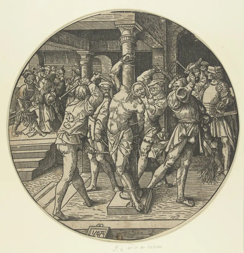 Religious scene depicting Christ bound, paper by Jacob Cornelisz van Oostsanen