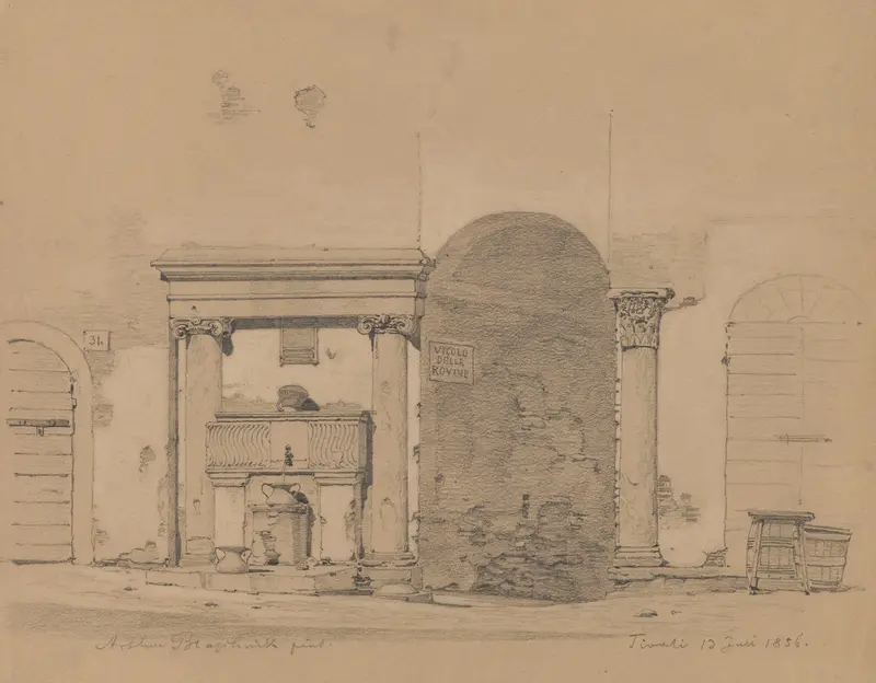 Gate Leading to Vicoli dei Grana near Piazza Palatina in Tivoli by Arthur Blaschnik, unknown medium