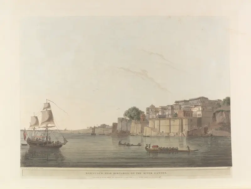Oriental Scenery Pl.14 by Thomas Daniell, depicting palm trees against an ochre sky.