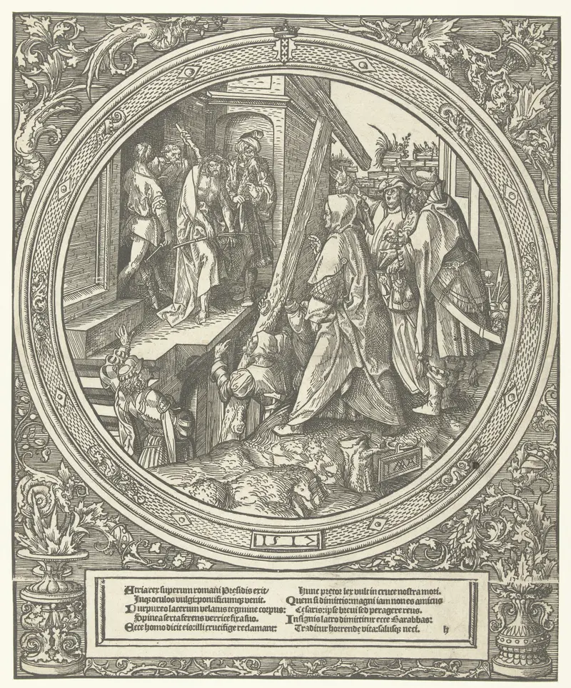 Ecce Homo by Jacob Cornelisz van Oostsanen, paper medium depicting Christ surrounded by a crowd