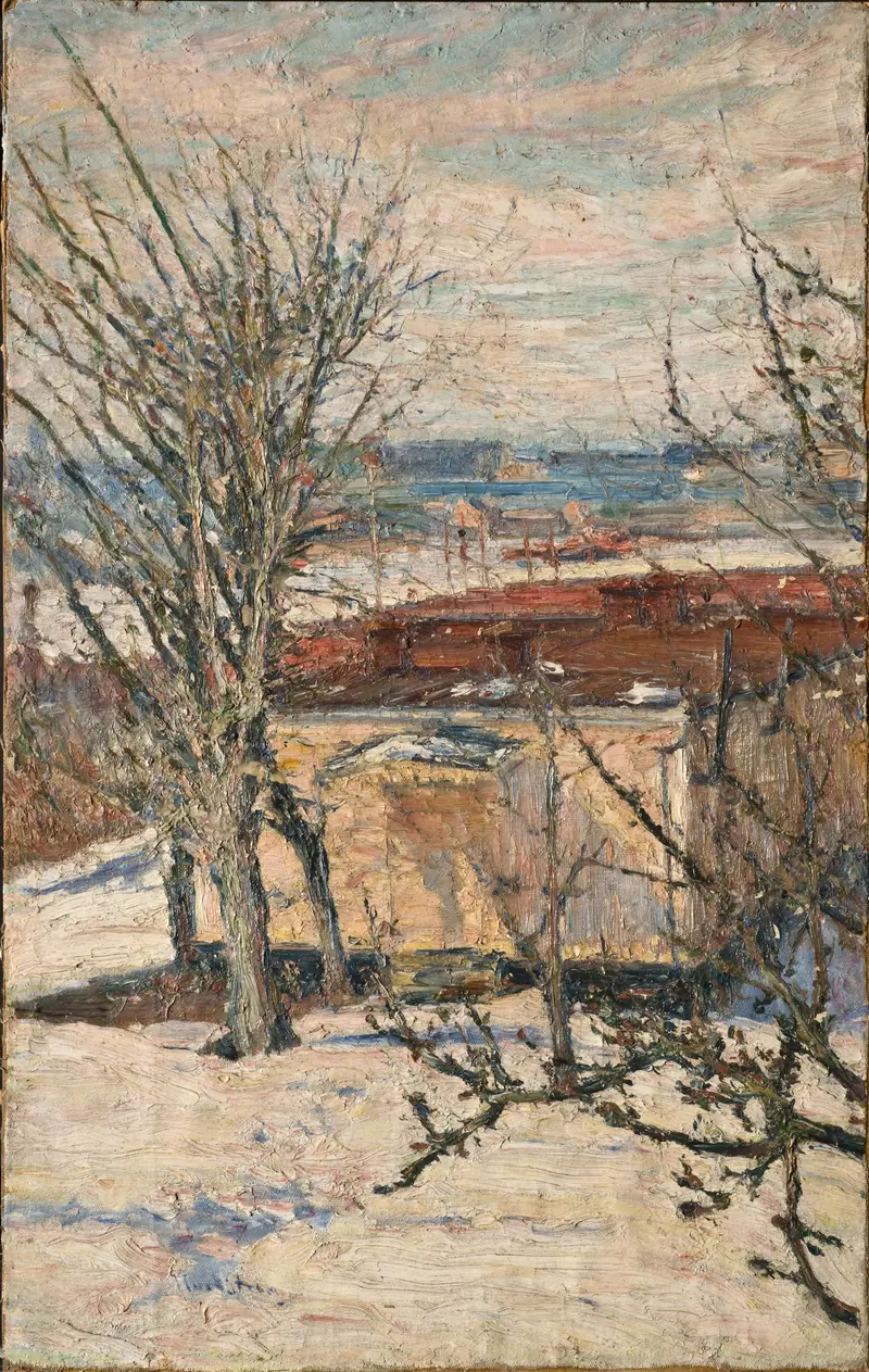 Garden Pavilion at Skansen by Karl Nordström, impressionism, depicting a couple in a lush garden