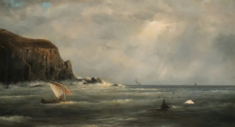 Marine scene depicting ocean waves by Norton Bush, oil painting