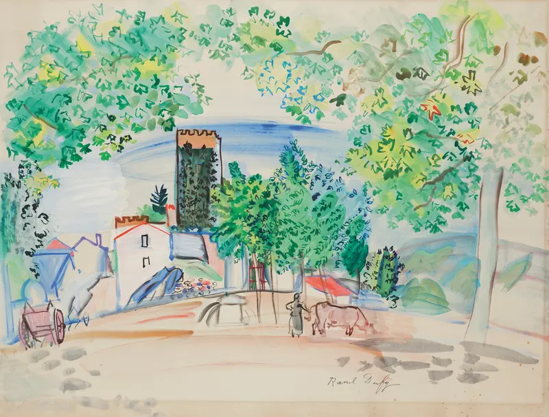 Vue de la Tour de Vernet-les-Bains, oil on canvas by Raoul Dufy, depicting a mountain landscape with a village.