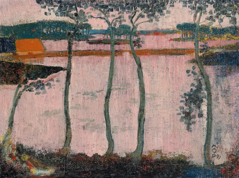 La Digue rouge à Loctudy by Maurice Denis, oil on canvas depicting a red dike and serene landscape.