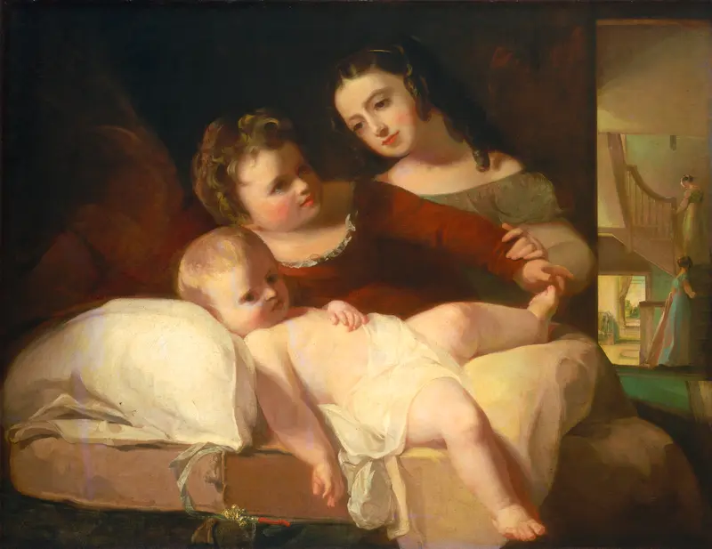 A portrait of the David children by Thomas Sully, showcasing their innocence and familial bond.