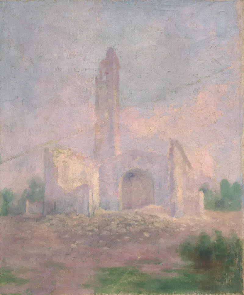 Ruins of a church, oil painting by Dezider Czölder