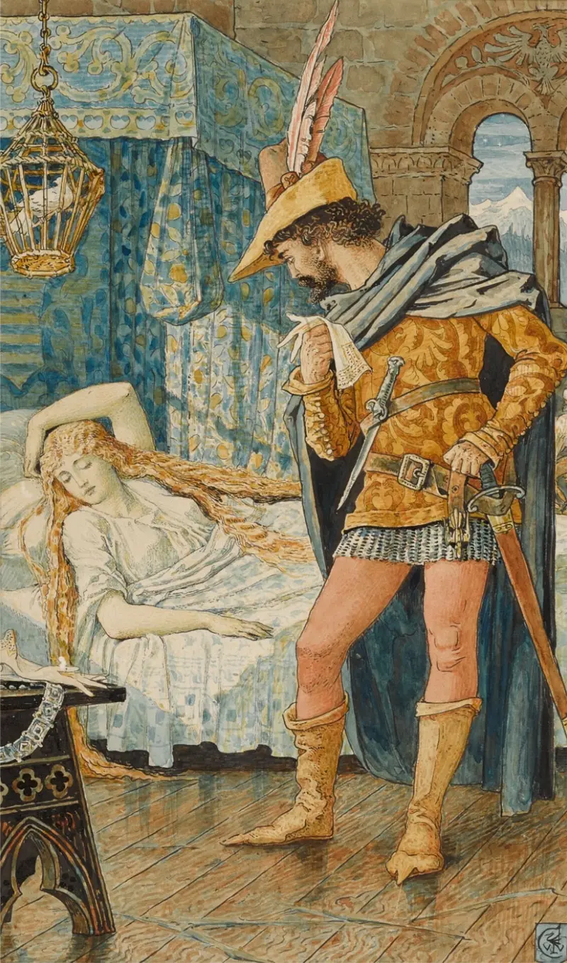 Walter Crane's 'The Sleeping Beauty' depicts a dreamy scene inspired by fairy tales.