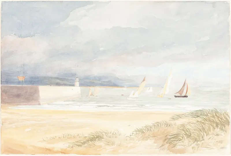Shore Scene with Sailboats, oil on canvas by Rev. James Bulwer