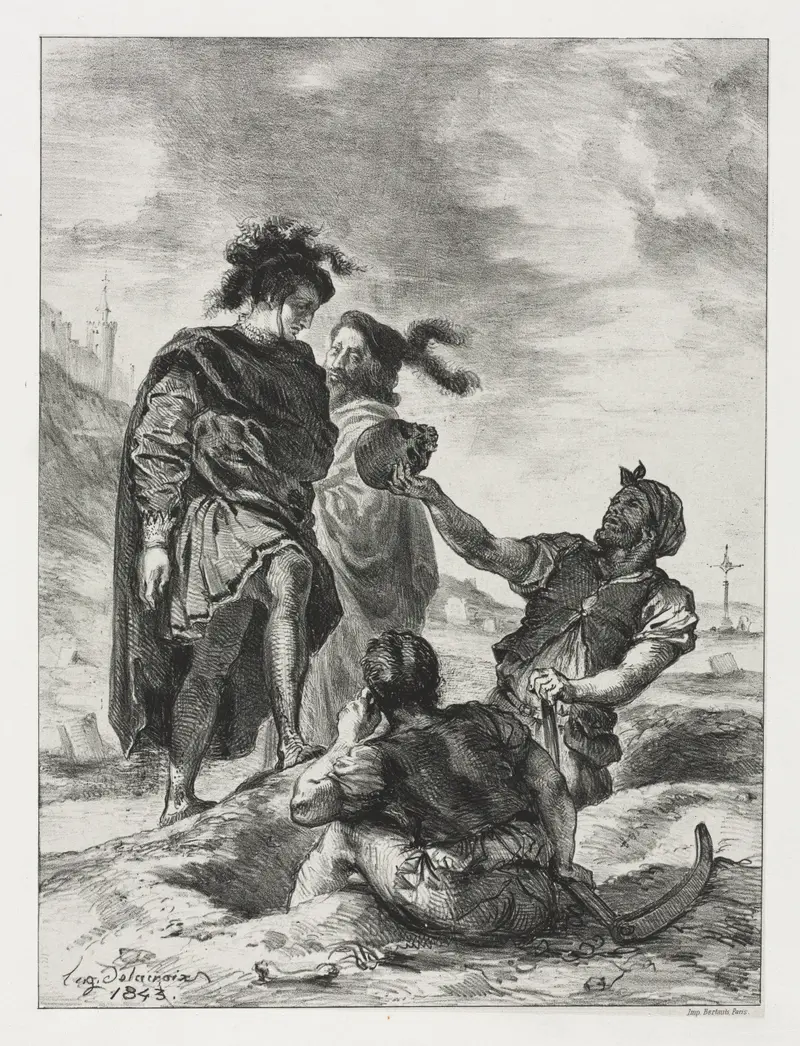 Hamlet: Hamlet and Horatio with the Grave Diggers by Eugène Delacroix
