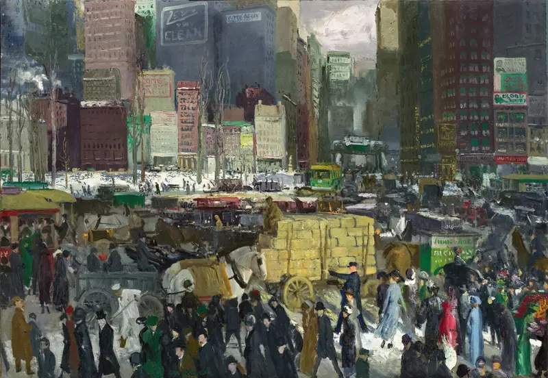 Genre scene of urban life in oil painting by George Wesley Bellows
