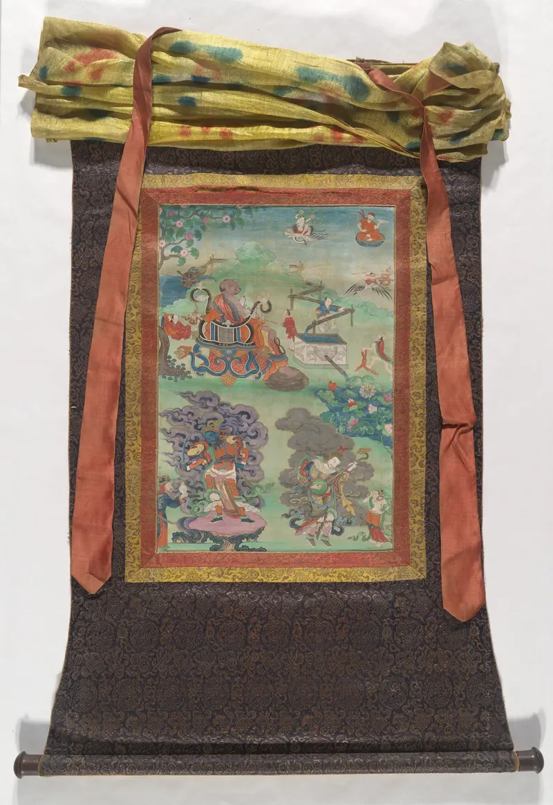 Thangka of Hvashang, ink and color on cloth by Tibet