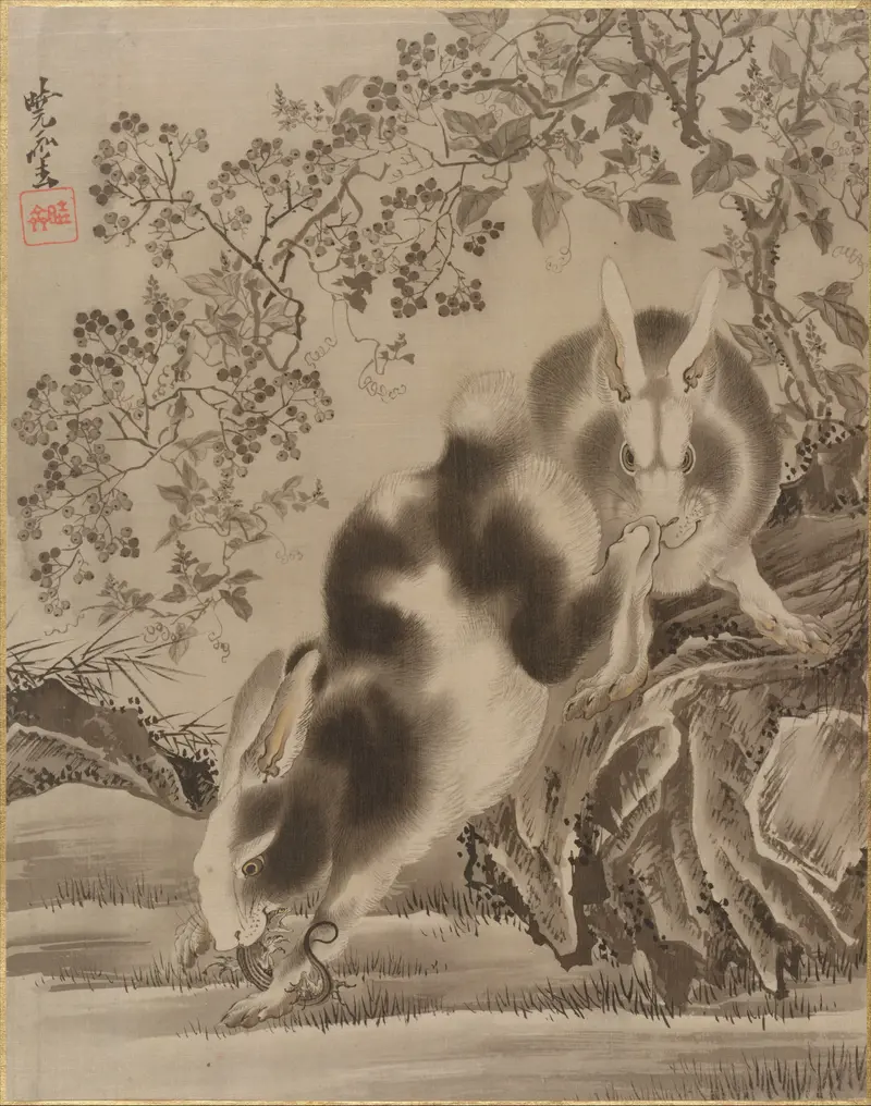 Rabbits by Kawanabe Kyôsai